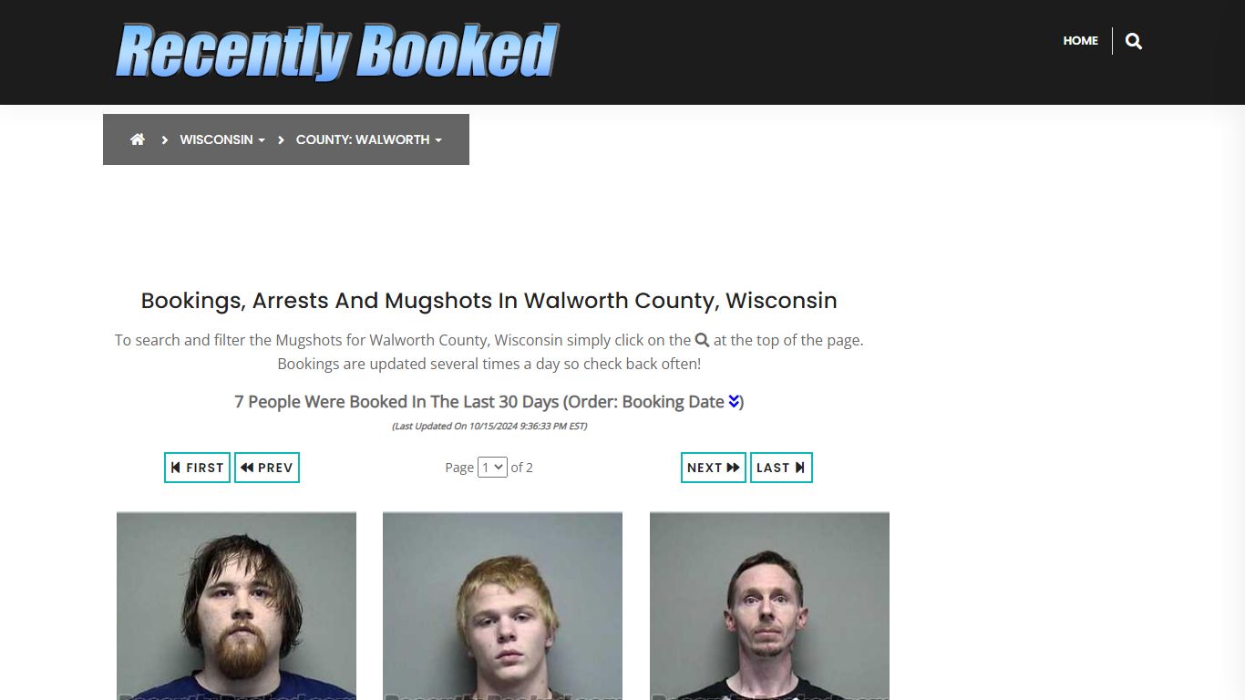 Bookings, Arrests and Mugshots in Walworth County, Wisconsin