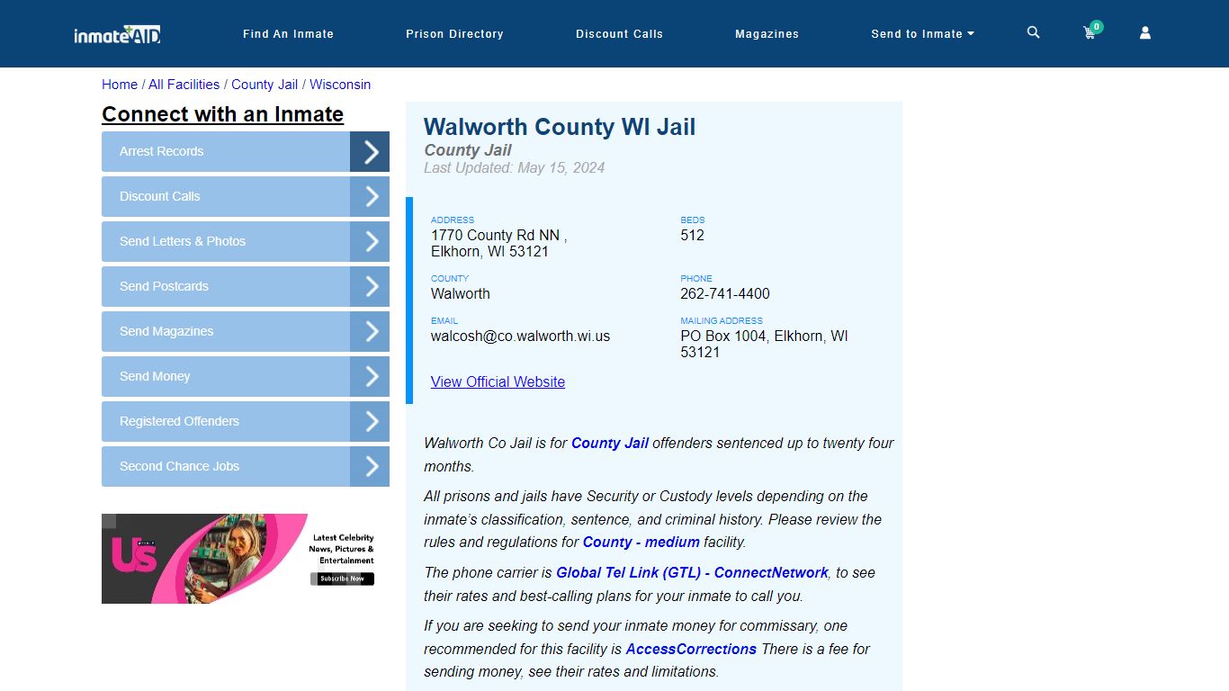 Walworth County WI Jail - Inmate Locator